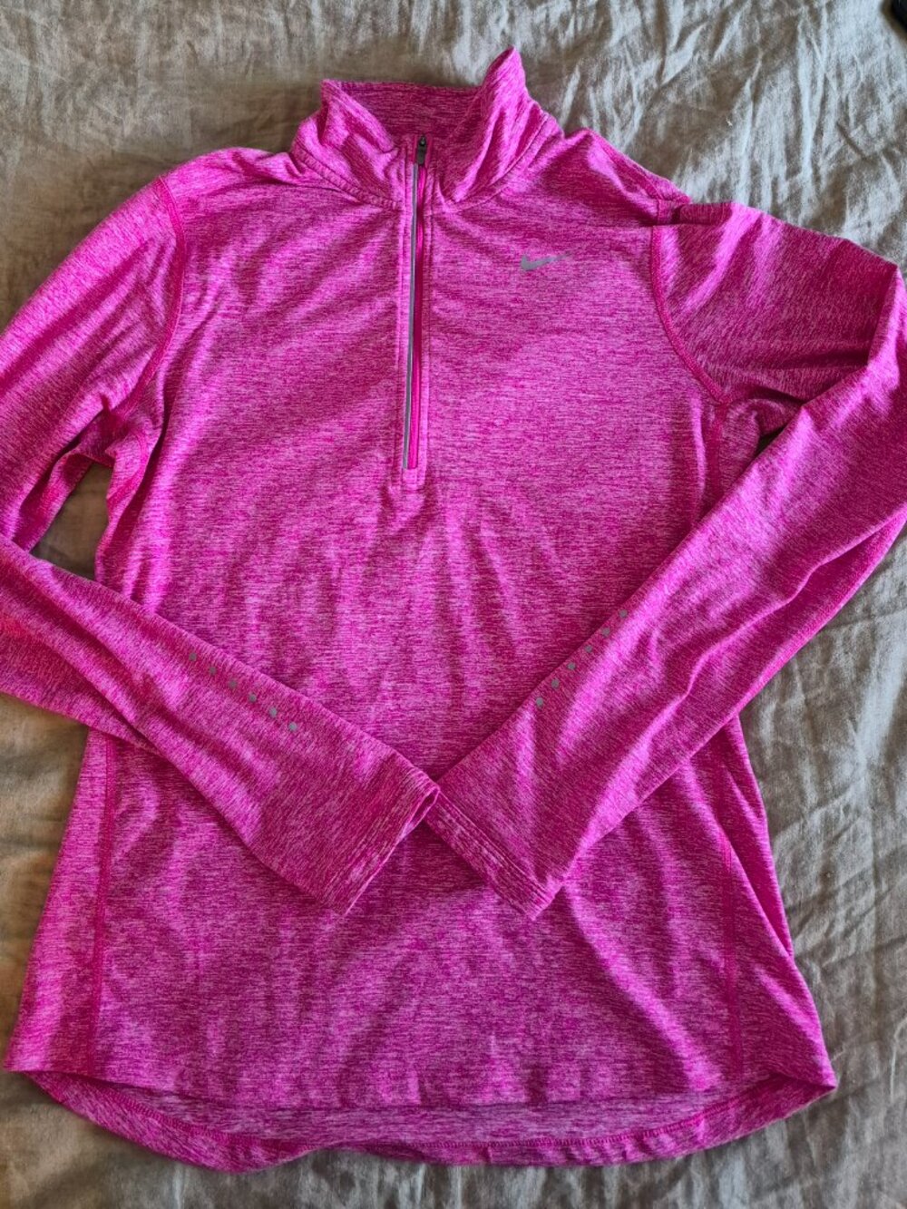 Nike Dri-FIT women's pink Long Sleeve Zip Running Top